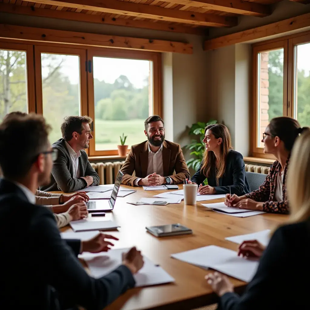 Image d'un groupe de professionnels collaborant sur un projet de développement.