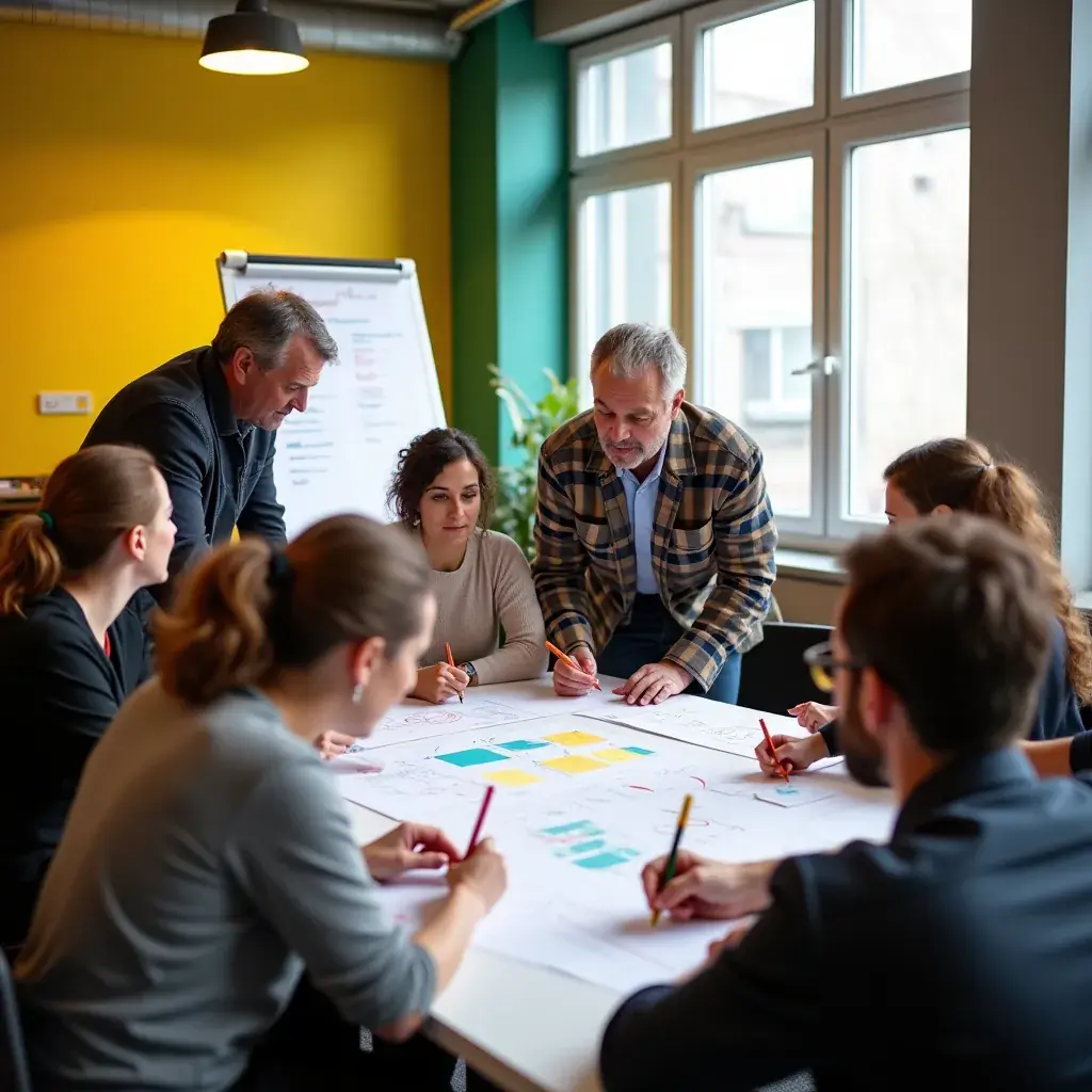 Équipe de consultants examinant des graphiques sur un écran d'ordinateur.